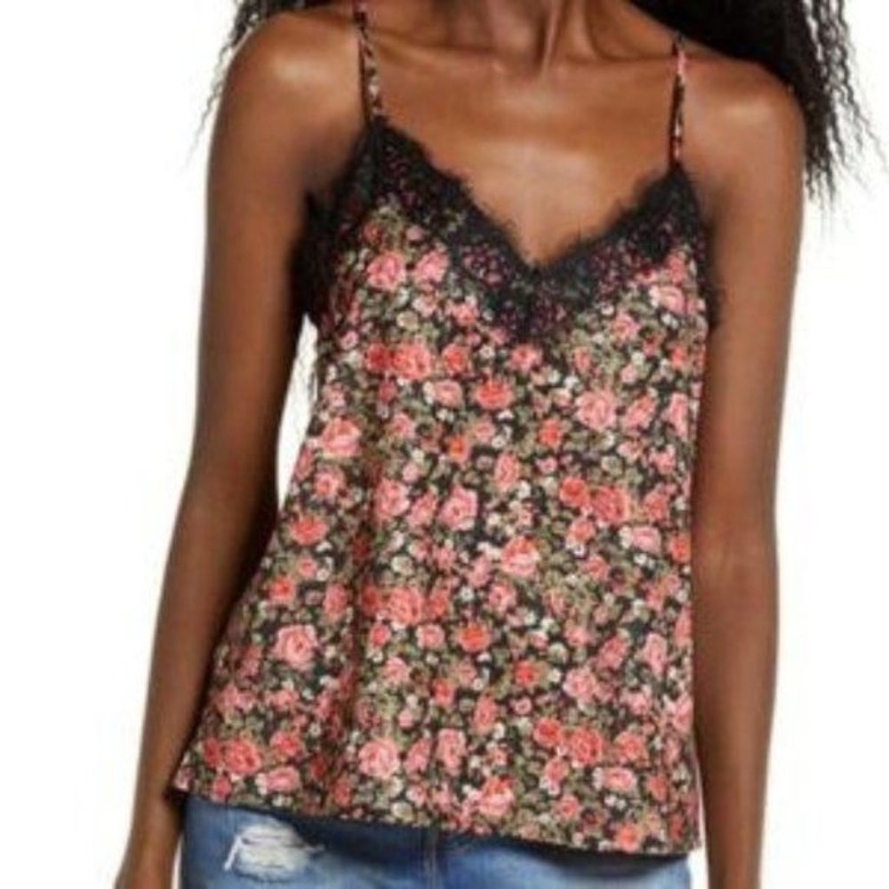 NWT BP Black Multi Betsey Rose Floral Tank Top Camisole Top Sleeveless S…